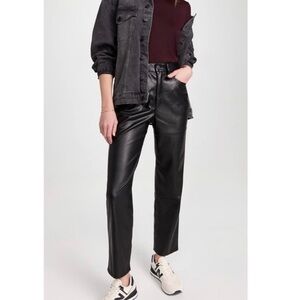 Madewell The Perfect Vintage Straight Jean: Faux Leather Edition Black
